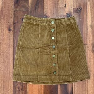 Corduroy Button-Front Skirt